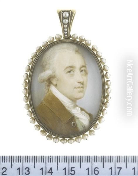 William Woodville (1733-1815), Wearing Tan Coat, Pale Green Waistcoat, White Chemise, Stock And Cravat, His Powdered Wig Worn En Queue - view 1