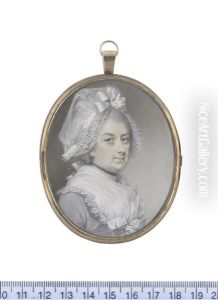 A Lady Called, Ms E. Theobald, Wearing Grey Dress With White Lace Trim And A Ribbon Bow At Her Corsage, White Fichu And Black Ribbon Choker