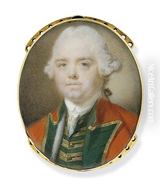 Philip Puleston, In The Uniform Of An Infantry Officer, In Gold-trimmed Scarlet Coat With Green Facings, Green Waistcoat With Gold Frogging, Frilled White Lace Cravat - view 1