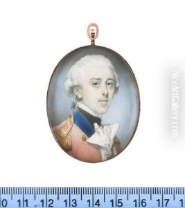 An Officer, Wearing Red Coat, Blue Collar, Gold Epaulettes, White Waistcoat, Chemise And Black Stock, His Powdered Wig Worn En Queue With A Black Ribbon Bow