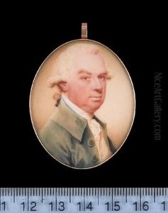 A Gentleman, Wearing Green Coat, White Waistcoat And Cravat, His Powdered Wig Worn En Queue With A Black Ribbon