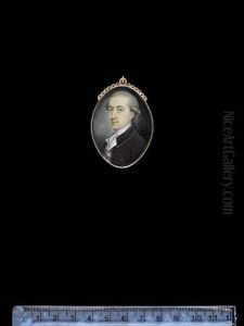 A Gentleman, Wearing Violet Coat, The Collar Bordered With Gold, Over White Waistcoat And Tied White Stock by Jeremiah Meyer