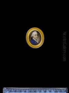 A Gentleman, Wearing Blue Coat, The Lapels Embroidered With Gold, White Chemise With Frilled Lace Cravat And Powdered Wig Worn En Queue With A Black Ribbon Bow