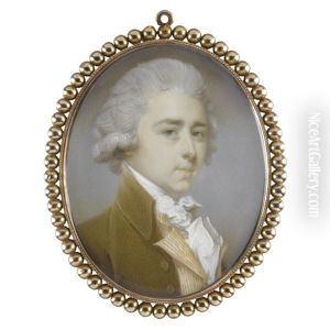 Portrait Of A Gentleman Wearing A Brown Coat, A Striped Waistcoat And A White Cravat by Jeremiah Meyer