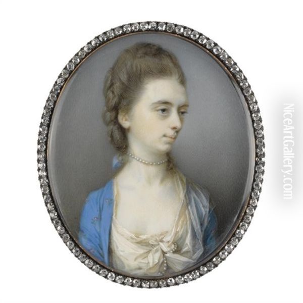 Portrait Of Emily, Countess Of Bellomont, In A White Dress And Blue Surcoat - view 1