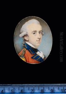 Sir Francis Clarke Wearing Scarlet Coatee With Blue Facings And Gold Epaulette, Frilled White Chemise And Black Stock