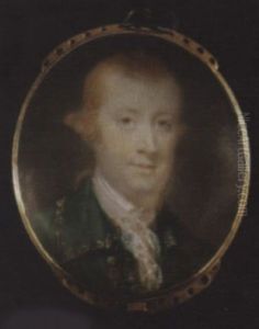 A Gentleman Wearing Gold-figured Green Coat, Matching Waistcoat And White Lace Cravat, His Auburn Hair Worn En Queue by Jeremiah Meyer