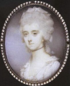 Mary Digby (nee Cotes) Wearing Decollete White Dress With Frilled Collar, White Ribbon In Her Hair And Black Ribbon Choker