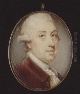 A Gentleman, His Powdered Hair En Queue And Side Buckles, Wearing Brown Coat, Gold Figured Waistcoat, Frilled White Cravat And Stock