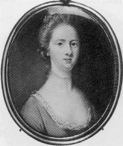 A Lady, In Pale Blue Dress With Lace Underslip, String Of Pearls Around Her Neck - view 1