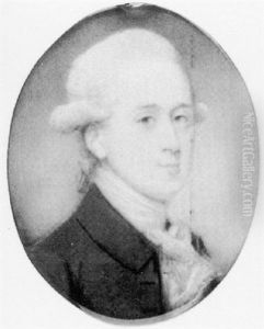 A Gentleman With Powdered Hair En Queue Wearing Blue Coat, Gold Edged White Waistcoat And Tied Cravat by Jeremiah Meyer