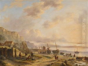 Coastal Landscape With Fishers by Johan Hendrik Meyer