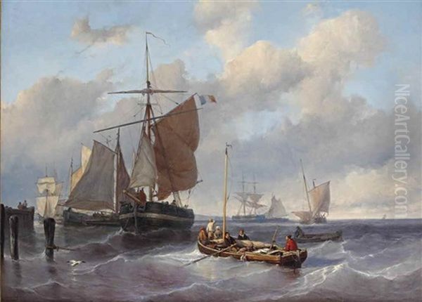 Sea Scene With Fishing Boats - view 1