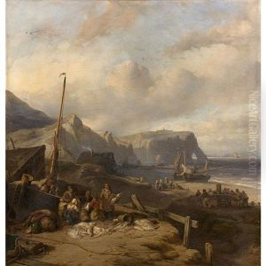 Le Retour De La Peche (etretat ?) by Johan Hendrik Meyer