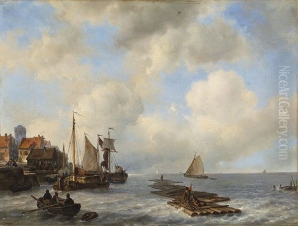 Hollandischer Fischerhafen Mit Booten Und Holzflossen - view 1