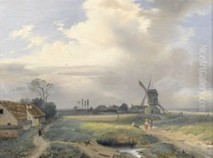 Windmuhle Mit Gehoften An Der Nordsee by Johan Hendrik Meyer