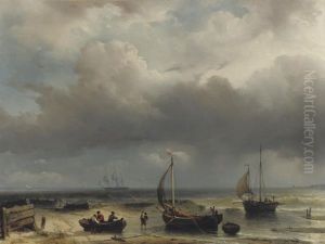 Fisherfolk Along The Dutch Coast by Johan Hendrik Meyer
