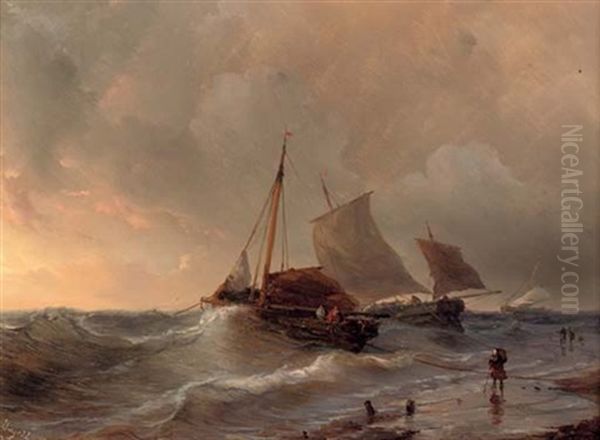 A Choppy Surf At Sunset - view 1