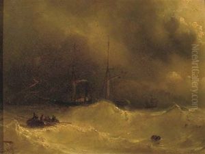Lightning At Sea by Johan Hendrik Meyer