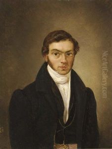 A Portrait Of A Young Man, Wearing A Black Costume With White Collar