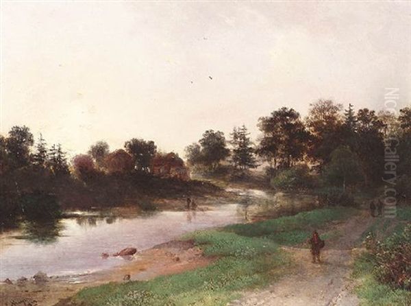 Wanderer An Der Flusaue - view 1