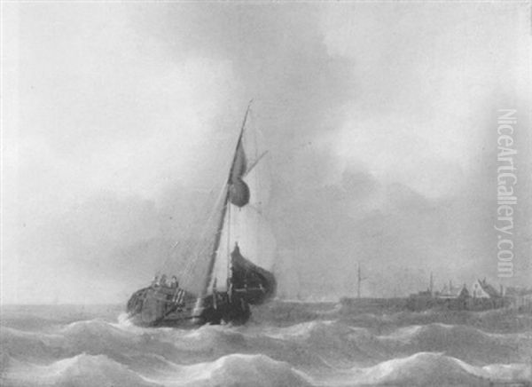 A Scow Sailing Off The Coast - view 1