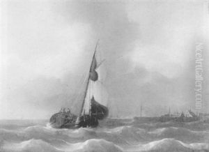 A Scow Sailing Off The Coast A Scow Sailing Off The Coast
