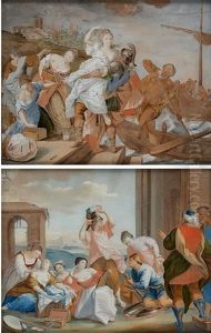 L"enlevement D"helene Par Paris; Ulysse Decouvrant Achille A Skyros Parmi Les Filles De Lycomede (2 Works) L"enlevement D"helene Par Paris; Ulysse Decouvrant Achille A Skyros Parmi Les Filles De Lycomede (2 Works)