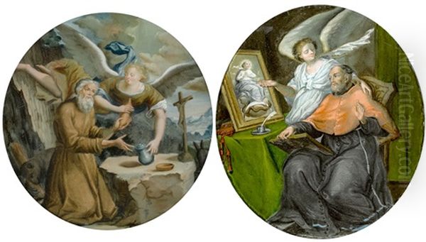 Der Heilige Gerold / Schreibender Kardinal Mit Engel - view 1