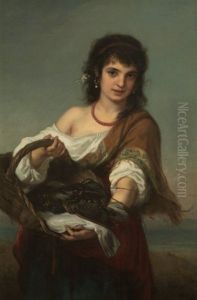 Zigeunermadchen Mit Einem Korb Hummer by Otto Meyer