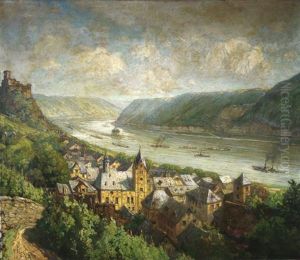 Grosses Rheinpanorama Mit Blick Auf St. Goarshausen