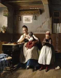 The Caring Mother by Franz Meyerheim