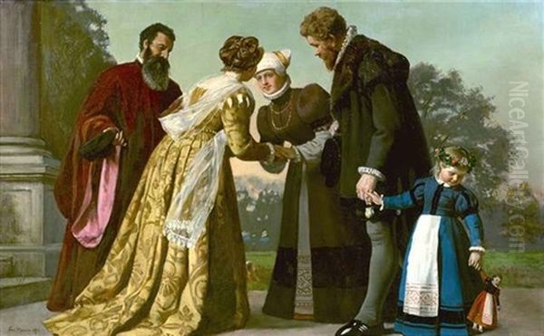 Begrusung Zweier Paare In Historischen Kostumen - view 1