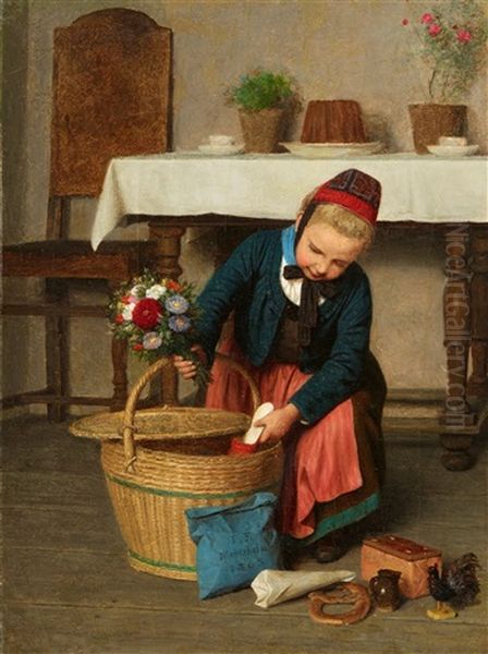 The Birthday Basket - Painting And Oil Study - view 1