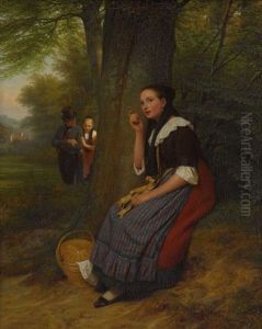 Die Lauscherin by Friedrich Eduard Meyerheim