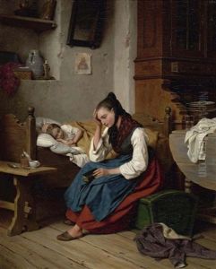 Mutter Und Kind by Friedrich Eduard Meyerheim