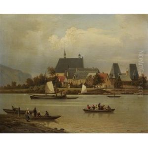 Die Insel Niederwerth Bei Koblenz - The Island Of Niederwerth On The Rhine, Near Koblenz by Hermann Meyerheim