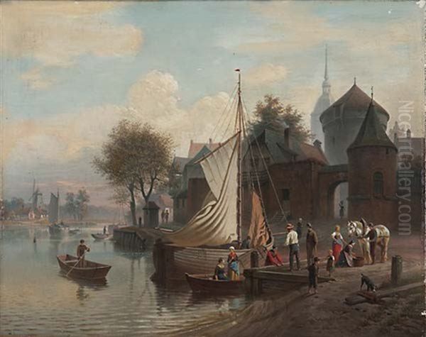 Vor Dem Stadtchen (hafenszene In Einem Nordlichen Stadtchen) - view 1