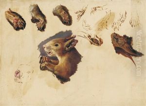 Studienblatt Mit Eichhornchen by Paul Friedrich Meyerheim