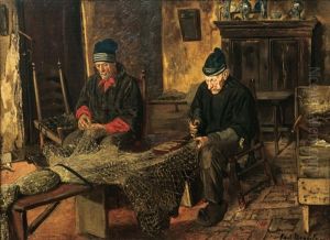 Fishermen Mending Nets by Paul Friedrich Meyerheim