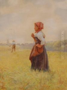 Figures In The Harvest Fields by A Besnou