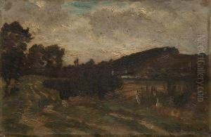 Paysage Au Chemin by Amedee Besnus