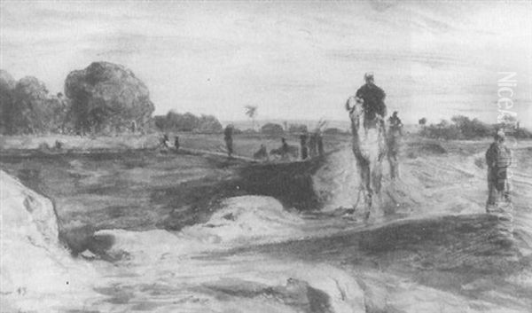 Landschaft Bei Luxor Mit Kamelreitern - view 1