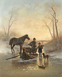 Evening On The Ice by Wilhelm Alexander Meyerheim
