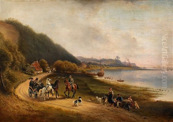 Portrat Der Stettiner Fabrikantenfamilie Johannes Von Quistorp Am Stettiner Haff. Im Hintergrund Das Zementwerk Der Familie - view 1