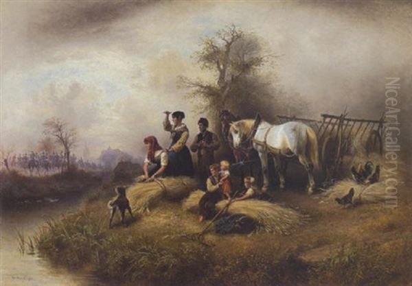 Eine Bauernfamilie Bei Der Kornernte - view 1