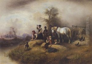 Eine Bauernfamilie Bei Der Kornernte by Wilhelm Alexander Meyerheim