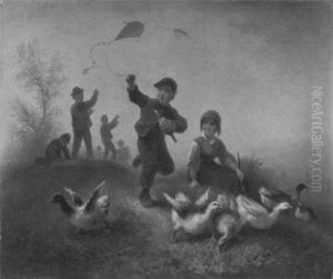 Beim Drachensteigen by Wilhelm Alexander Meyerheim