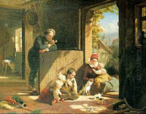 At The Cottage Door by Wilhelm Alexander Meyerheim