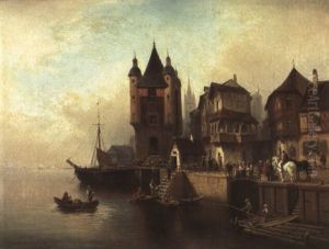 Blick Auf Eine Mittelalterliche Hafenkulisse Blick Auf Eine Mittelalterliche Hafenkulisse